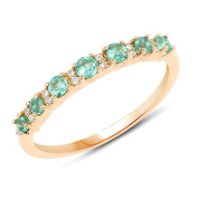 Load image into Gallery viewer, 0.41 Carat Genuine Zambian Emerald and White Diamond 14K Yellow Gold Ring