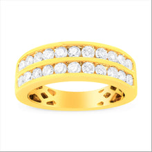 Load image into Gallery viewer, 10K Yellow Gold Two-Row Diamond Band Ring (1 Cttw, J-K Color, I1-I2 Clarity) - Size 6