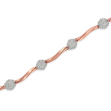 Load image into Gallery viewer, .925 10k Rose Gold Over Sterling Silver 1.0 cttw Diamond Floral Link Bracelet (I-J Color,I3 Clarity)