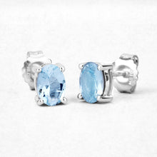 Load image into Gallery viewer, 0.72 Carat Genuine Aquamarine .925 Sterling Silver Earrings