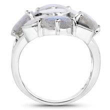 Load image into Gallery viewer, 10.30 Carat Genuine White Rainbow Moonstone, Labradorite And Black Onyx .925 Sterling Silver Ring