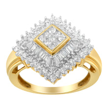 Load image into Gallery viewer, 10K Yellow Gold Diamond Ballerina Ring (1 Cttw, I-J Color, I1-I2 Clarity) - Size 7