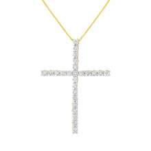 Load image into Gallery viewer, .925 Sterling Silver 2 1/2 cttw Diamond Cross Pendant Necklace (H-I, I2-I3)