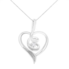 Load image into Gallery viewer, Espira 10K White Gold .03 Cttw Diamond-Accented Round-Cut Diamond Swirl Open Heart 18" Pendant Necklace (I-J Color, I2-I3 Clarity)