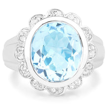 Load image into Gallery viewer, 5.39 Carat Genuine Blue Topaz and White Topaz .925 Sterling Silver Ring