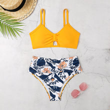Load image into Gallery viewer, Push Up Floral Bikini Sets Women Two Pieces Swimsuits Women's Bathing Suits Push Up Halter Bandage Bikini Floral Printing Swim Bottoms Two Piece Swimsuits New Girl Beach Bathing Suits Swimwear