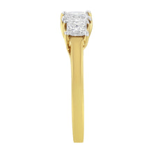 Load image into Gallery viewer, 10K Yellow Gold Princess-Cut Diamond Three Stone Band Ring (1 Cttw, J-K Color, I1-I2 Clarity) - Size 6
