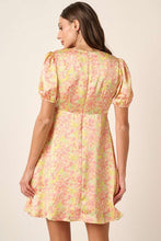 Load image into Gallery viewer, New Summer printed V-Neck Puff Sleeve Mini Dress – Trendy Floral Print with Ruched Detailing and Dramatic Puff Sleeves for a Feminine, Fashion-Forward Look