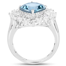 Load image into Gallery viewer, 5.19 Carat Genuine London Blue Topaz & White Topaz .925 Sterling Silver Ring