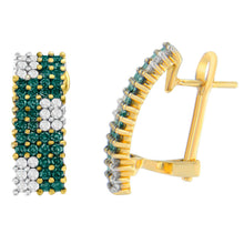 Load image into Gallery viewer, 14K Yellow Gold 2 cttw White and Treated Blue Diamond Earrings (H-I, SI1-SI2)