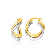 Load image into Gallery viewer, 14k Two Tone Gold Earrings in Fancy Double Twist Style