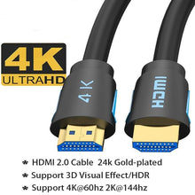 Load image into Gallery viewer, 4K HDMI Cable HDMI 2.0 Ultra HD Audio Wire HDMI Splitter Digital Cord High Speed 18Gbps HDMI 2.0 Cable 4K HDR 2160P For TV Projector Laptops Gaming