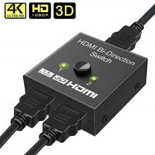 Load image into Gallery viewer, 4K HDMI Switch Splitter 2 Ports Bi-Directional HDMI Switch 2 Port Display Selector Switcher Splitter Supports Ultra HD 4K 1080P 3D HDR For HDTV Gaming