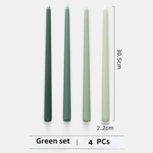 Load image into Gallery viewer, 4pc Unscented 12" Candles Colored Long Stick Candle Smokeless Home Wedding Centerpiece Birthday Candle Tall Taper Candles Dripless Unscented Dinner Candle Paraffin Wax Candles