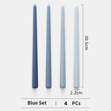 Load image into Gallery viewer, 4pc Unscented 12" Candles Colored Long Stick Candle Smokeless Home Wedding Centerpiece Birthday Candle Tall Taper Candles Dripless Unscented Dinner Candle Paraffin Wax Candles