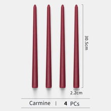 Load image into Gallery viewer, 4pc Unscented 12" Candles Colored Long Stick Candle Smokeless Home Wedding Centerpiece Birthday Candle Tall Taper Candles Dripless Unscented Dinner Candle Paraffin Wax Candles