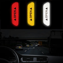 Load image into Gallery viewer, 4PCS Car Accessories Car Stickers Reflective Warning Sticker Wheel Eyebrows Door Opening Sticker Diamond Wheel Reflective Strip Universal Door Open Reflective Warning Stickers Auto Open Sign Anti-Collision Safety Reflective Decal Tape