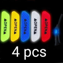 Load image into Gallery viewer, 4PCS Car Accessories Car Stickers Reflective Warning Sticker Wheel Eyebrows Door Opening Sticker Diamond Wheel Reflective Strip Universal Door Open Reflective Warning Stickers Auto Open Sign Anti-Collision Safety Reflective Decal Tape