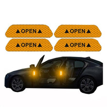 Load image into Gallery viewer, 4PCS/Set Car Door Stickers Universal Safety Warning Mark OPEN High Reflective Tape For Auto Accessories Exterior Bike Helmet Door Open Reflective Warning Stickers Auto Open Sign Anti-Collision Safety Reflective Decal