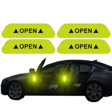 Load image into Gallery viewer, 4PCS/Set Car Door Stickers Universal Safety Warning Mark OPEN High Reflective Tape For Auto Accessories Exterior Bike Helmet Door Open Reflective Warning Stickers Auto Open Sign Anti-Collision Safety Reflective Decal