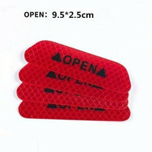 Load image into Gallery viewer, 4Pcs/Set Car Door Stickers Universal Safety Warning Mark OPEN High Reflective Tape Motorcycle Bike Helmet Sticker Car Door Open Anti-Collision Reflective Stickers Tape Conspicuity Safety Caution Warning Sticker For Car Truck Trailer