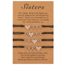 Load image into Gallery viewer, 4pcs/set Charismatic Heart Sisters Card Bracelets Best Friendship Forever Stainless Steel Handmade Mother Daughter Wish Bracelets Set Mommy And Me Heart Charm Relationships Matching Bracelet With Card For Women Sister Mom