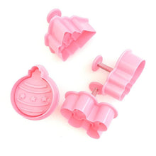 Load image into Gallery viewer, 4Pcs/set Plastic Christmas Christmas Tree Halloween Pumpkin Ghost Theme Cookie Cutter Plunger Fondant Chocolate Mold Halloween Cookie Cutters Thanksgiving Fall Christmas Cookie Cutters Biscuit Mold 3D Mini Fondant Cookie Tools