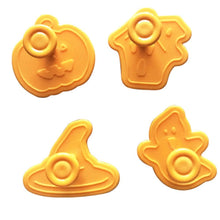 Load image into Gallery viewer, 4Pcs/set Plastic Christmas Christmas Tree Halloween Pumpkin Ghost Theme Cookie Cutter Plunger Fondant Chocolate Mold Halloween Cookie Cutters Thanksgiving Fall Christmas Cookie Cutters Biscuit Mold 3D Mini Fondant Cookie Tools