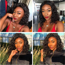 Load image into Gallery viewer, 4X4 Water Wave Short Bob Wig 8-12Inches Best Human Hair Wigs For Black Woman Brazilian Pre Plucked Baby Hairs Jerry Curl Wigs Wigs For Black Women Gifts for Girlfriends