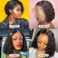 Load image into Gallery viewer, 4X4 Water Wave Short Bob Wig 8-12Inches Best Human Hair Wigs For Black Woman Brazilian Pre Plucked Baby Hairs Jerry Curl Wigs Wigs For Black Women Gifts for Girlfriends