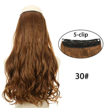 Load image into Gallery viewer, 5 Clip In Hair Extension Heat Resistant Fake Hairpieces Long Wavy Hairstyles Synthetic Clip Golden On Hair Extensions Straight Hair Extensions with Invisible Fish Line Layered Hairpiece