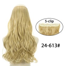 Load image into Gallery viewer, 5 Clip In Hair Extension Heat Resistant Fake Hairpieces Long Wavy Hairstyles Synthetic Clip Golden On Hair Extensions Straight Hair Extensions with Invisible Fish Line Layered Hairpiece