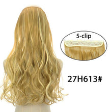 Load image into Gallery viewer, 5 Clip In Hair Extension Heat Resistant Fake Hairpieces Long Wavy Hairstyles Synthetic Clip Golden On Hair Extensions Straight Hair Extensions with Invisible Fish Line Layered Hairpiece
