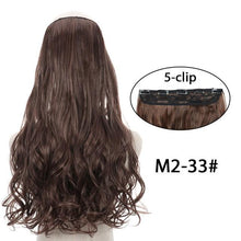 Load image into Gallery viewer, 5 Clip In Hair Extension Heat Resistant Fake Hairpieces Long Wavy Hairstyles Synthetic Clip Golden On Hair Extensions Straight Hair Extensions with Invisible Fish Line Layered Hairpiece