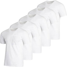 Load image into Gallery viewer, 5-Pack: Men's Cotton Crew Neck Pocket T-Shirts
