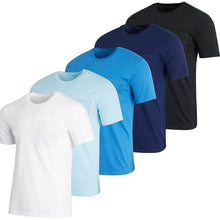 Load image into Gallery viewer, 5-Pack: Men's Cotton Crew Neck Pocket T-Shirts