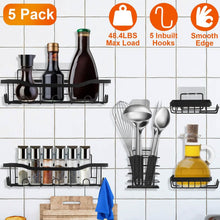 Load image into Gallery viewer, 5-Pack: Shower Caddy Shelves with 18 Inbuilt Hooks