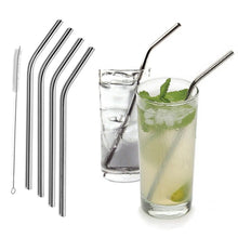 Load image into Gallery viewer, 5-Pack: Stainless Steel Bend Or Straight Drinking Straws