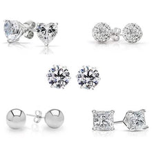 Load image into Gallery viewer, 5-Pair Set: Sterling Silver Crystal Stud Set Made with Swarovski Elements