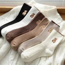 Load image into Gallery viewer, 5-Pairs: Bear Embroidery Low Cut Ankle Socks