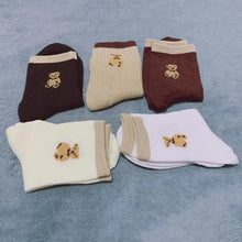 Load image into Gallery viewer, 5-Pairs: Bear Embroidery Low Cut Ankle Socks