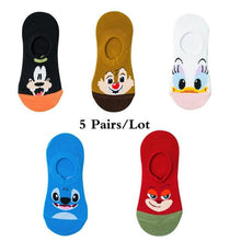 Load image into Gallery viewer, 5 pairs Summer Socks Female Cartoon Animal Bear Mouse Socks Cute Funny Invisible Cotton Ankle Socks For Women