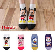 Load image into Gallery viewer, 5 pairs Summer Socks Female Cartoon Animal Bear Mouse Socks Cute Funny Invisible Cotton Ankle Socks For Women