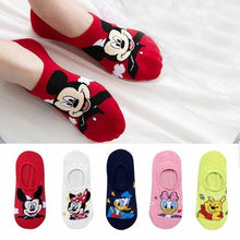 Load image into Gallery viewer, 5 pairs Summer Socks Female Cartoon Animal Bear Mouse Socks Cute Funny Invisible Cotton Ankle Socks For Women