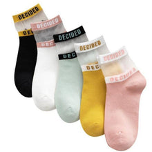 Load image into Gallery viewer, 5 Pairs Young Girl Funny Cute Fashion Colorful Candy Dot Red Lips Wave Socks Sweet Women Thin Summer Ankle Crystal Sheer Socks For Women
