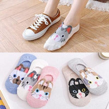 Load image into Gallery viewer, 5 Pairs/Set Women's Cotton Happy Cute Cat Short Socks Print Cartoon Animal Casual Summer Socks Red Heart Funny Ankle Socks Pure Cotton Socks For Men And Women