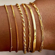 Load image into Gallery viewer, 5-Piece: Elegant Multi-Layered Chain Bracelet Set