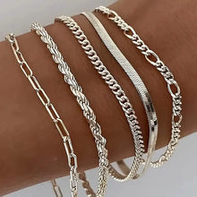 Load image into Gallery viewer, 5-Piece: Elegant Multi-Layered Chain Bracelet Set