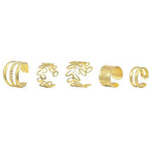 Load image into Gallery viewer, 5-Pieces: Golden Leaf Cutout Ear Clips