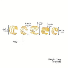 Load image into Gallery viewer, 5-Pieces: Golden Leaf Cutout Ear Clips